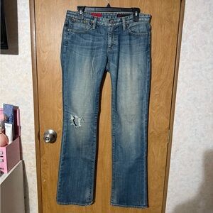 Ag Adriano Goldschmied Women's Straight Leg Jeans in Faded Blue Denim